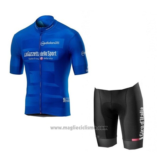 2019 Abbigliamento Ciclismo Giro d'Italia Blu Manica Corta e Salopette